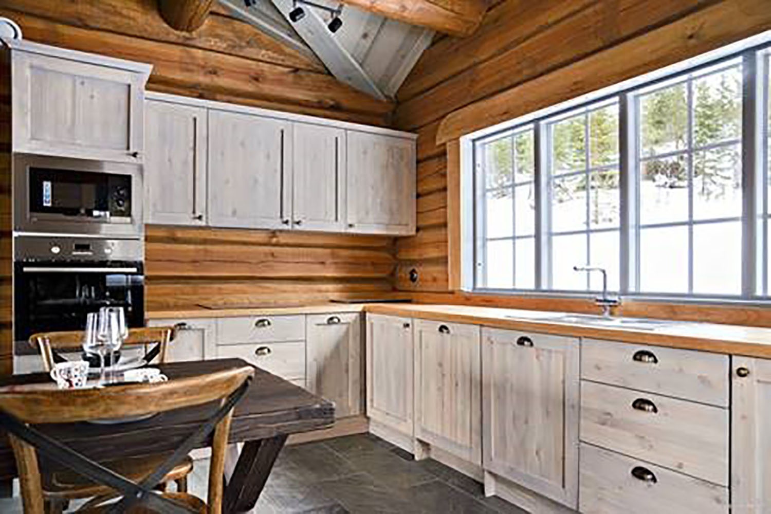 Kitchen 2 in handmade wooden home